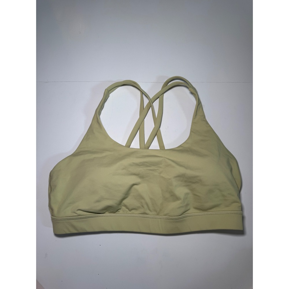 Lululemon 6/8 Energy Bra Strappy Back Sports Bra Sage Green Olive Medium Impact